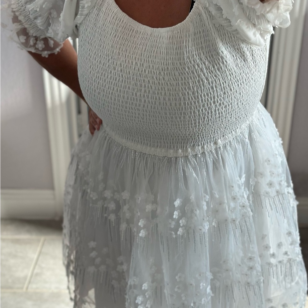 JessaKae White Floral Dress Sz XL - Picture 4 of 10